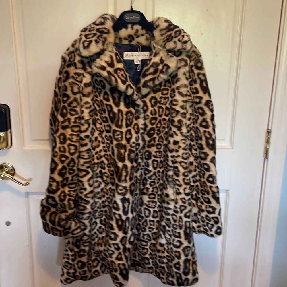 Trina Turk Faux Leopard Coat size XL